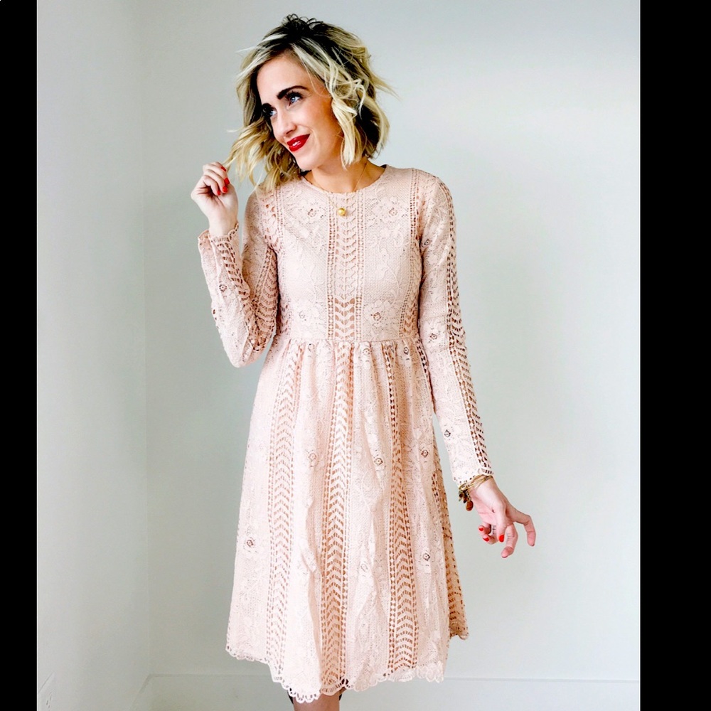 Roolee NWT Antique Rose lace midi dress
